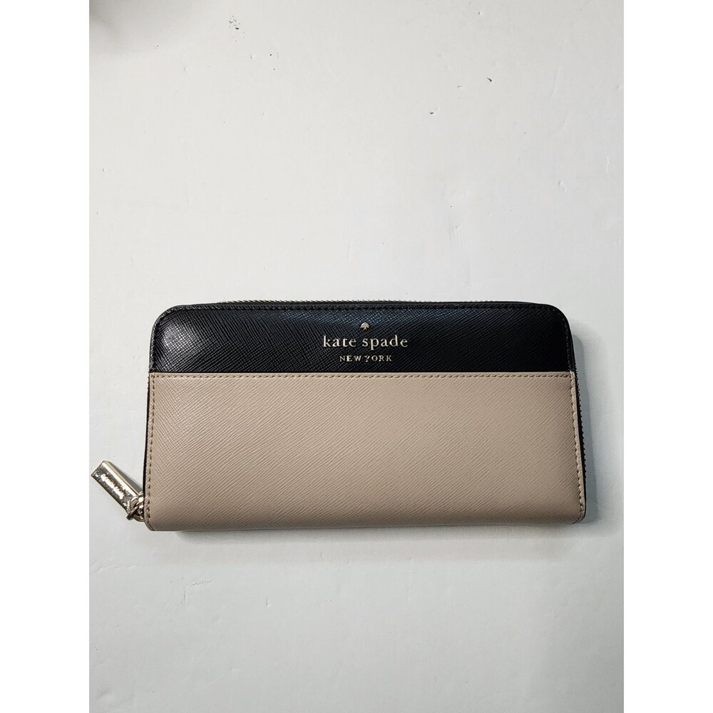Kate Spade Staci Continental Large Wallet Beige Saffiano Leather Zip Around